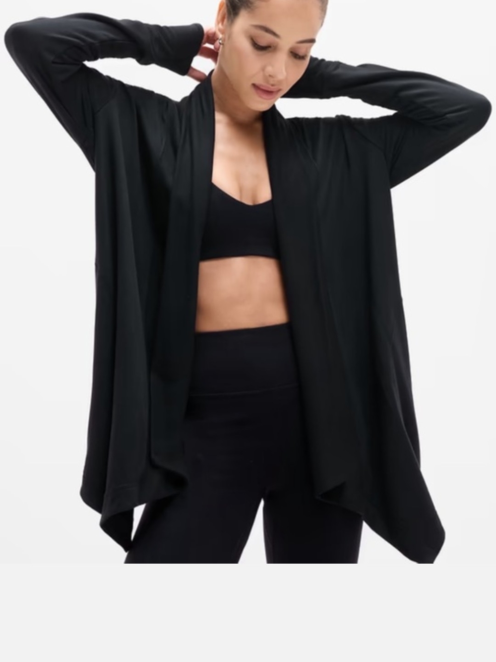 Athleta Black Draped Open-Front Women's Sweater